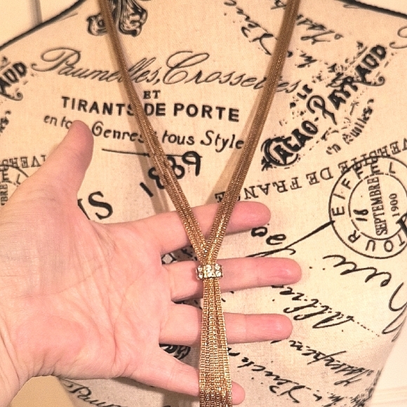 Elegant Bronze-rose Gold Tone And Rhinestones Necklace - Picture 3 of 5